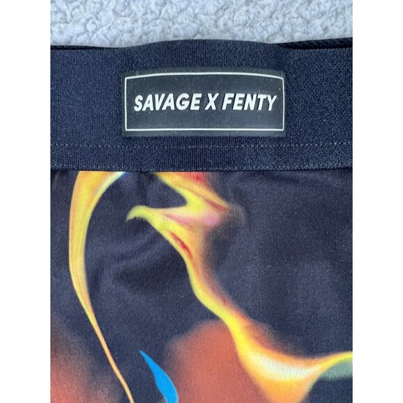 Savage X Fenty High Rise Fast Lane Leggings Black Small S Rihanna Flames Mint - Picture 2 of 11
